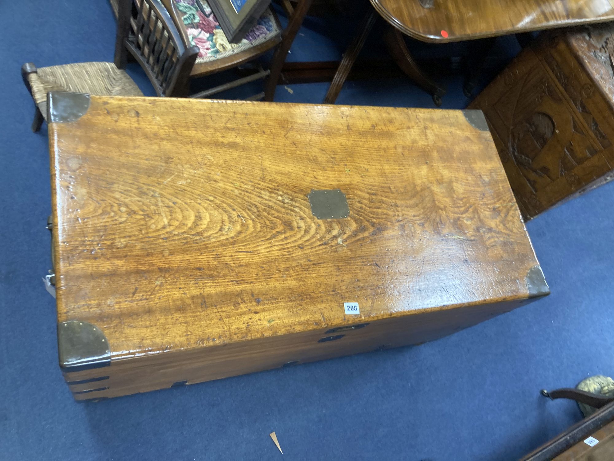 A 19th century brass mounted camphorwood trunk, width 104cm, depth 52cm, height 58cm